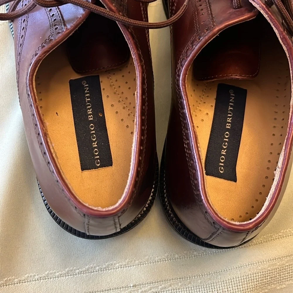 GIORGIO BRUTINE Burgundy Leather Men's Oxfords size 8.5 MADE IN BRAZIL BRAND NEW
